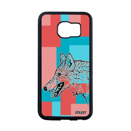 Coque Samsung S6 Edge Silicone Loup Animaux Case Azteque Fantaisie Gel De Samsung Galaxy S6 Edge