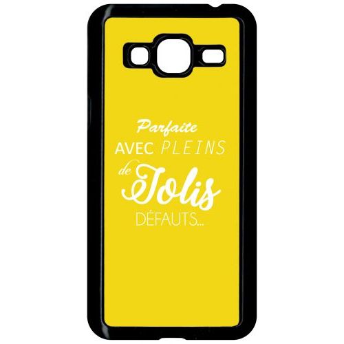 Coque Pour Smartphone - Parfaite Avec Pleins De Jolis Defauts Fond Jaune - Compatible Avec Samsung Galaxy J3 - Plastique - Bord Noir