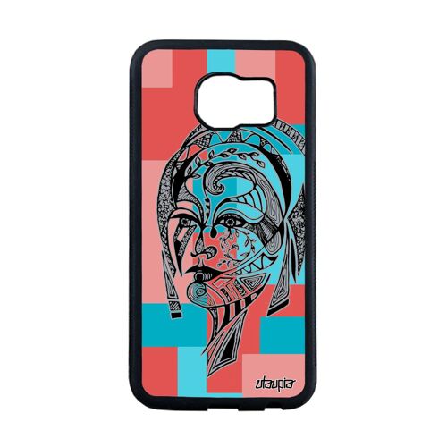 Coque Silicone Galaxy S6 Edge Femme Tribal Dessin Carré Fille Ethnique A Samsung Galaxy S6 Edge