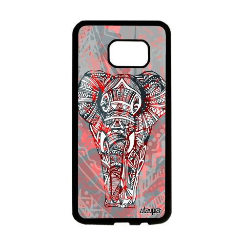 Coque pour Galaxy S7 Edge silicone elephant tribal plume Rouge pastel de Samsung Galaxy S7 Edge