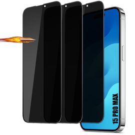 3 Verres Trempés Anti-Espion pour iPhone 15 Pro Max Protection Antichoc - BOOLING