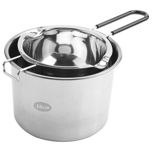 Paquet De 2 Bain-Marie En Acier Inoxydable, Poignée Résistante À La Chaleur Pour Le Chocolat, Le Beurre, Le Fromage, Le Caramel Et Les Bonbons - Melting Pot En Acier, Capacité De 2 Tasses, Univ