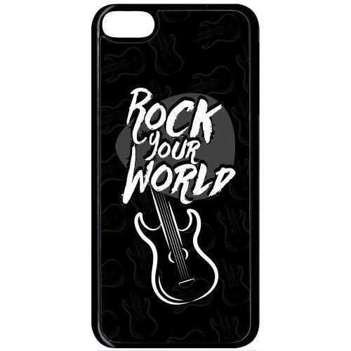 Coque Pour Smartphone - Rock Your World Fond Noir - Compatible Avec Apple Ipod Touch 6 - Plastique - Bord Noir