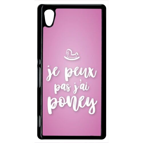 Coque xperia m4 aqua - je peux pas jai poney fond rose pale - noir