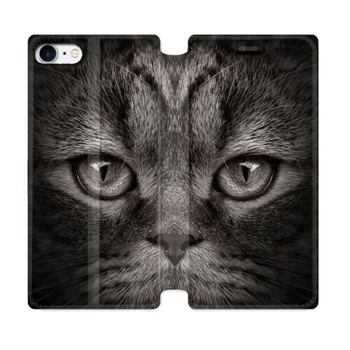 Housse Cuir Portefeuille Pour Iphone 7 / 8 / Se (2020 / 2022) Animal Chat Gris