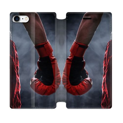Housse Cuir Portefeuille Pour Iphone 7 / 8 / Se (2020 / 2022) Sport Boxe Gant Rouge