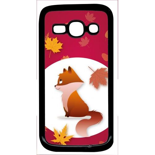 Coque pour smartphone - Renard fond rouge - compatible avec samsung Galaxy Ace 3 - Plastique - bord Noir
