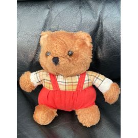 Doudou Peluche Petit Ours Salopette Rouge Chemise À Carreaux Jemini 14cm