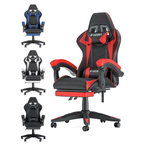 Chaise De Bureau - Rattantree Siège De Bureau Réglable - Chaise Gaming Avec Appui-Tête Et Support Lombaire, 136kg, Noir Et Rouge