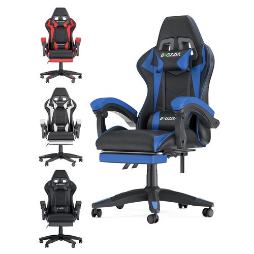 Chaise De Bureau - Rattantree Siège De Bureau Réglable - Chaise Gaming Avec Appui-Tête Et Support Lombaire, 136kg, Noir Et Bleu