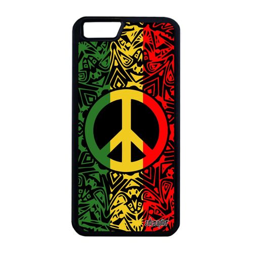 Coque Silicone Iphone 6 6s Plus Peace And Love Jamaique & Telephone Solide