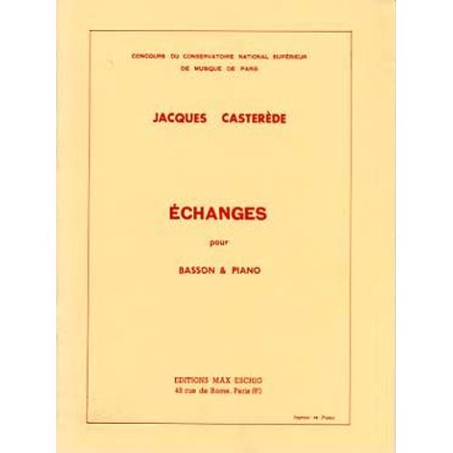 Echanges Basson-Piano Jacques Casterède Basson