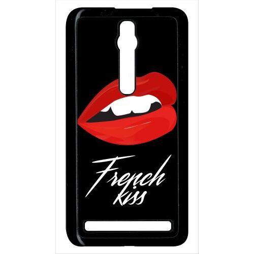 Coque Pour Smartphone - French Kiss Bouche - Compatible Avec Asus Zenfone 2 Ze551ml - Plastique - Bord Noir