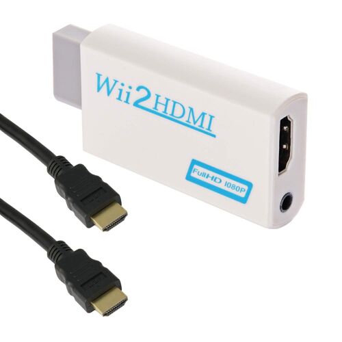 Adaptateur HDMI Wii Convertisseur Wii Hdmi avec Un Câble HDMI Gratuit Signal Vidéo Full HD 720P/1080P avec Audio Sortie Jack 3,5mm