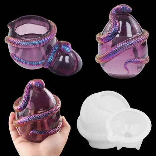 ?uf De Serpent Bocaux De Stockage Epoxy Résine Moule Avec Couvercle Moules En Silicone Boîte De Rangement Animal Boîte À Bijoux Moule De Coulée Pour Diy Bouteille De Stockage