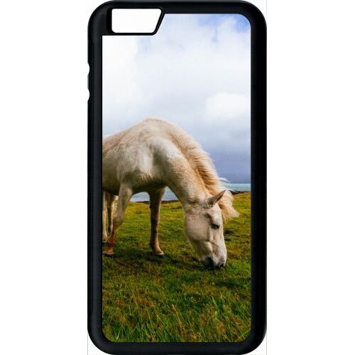 Coque Pour Smartphone - Cheval Paysage - Compatible Avec Apple Iphone 6 Plus - Plastique - Bord Noir