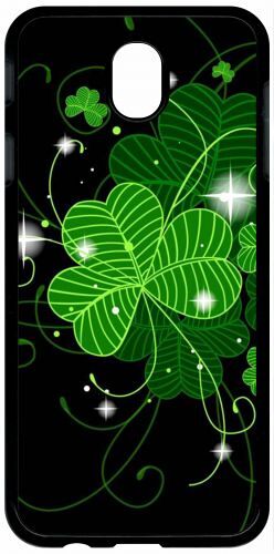 Coque pour tablette - Trefle porte bonheur - compatible avec samsung Galaxy J7 (2017) - Plastique - bord Noir