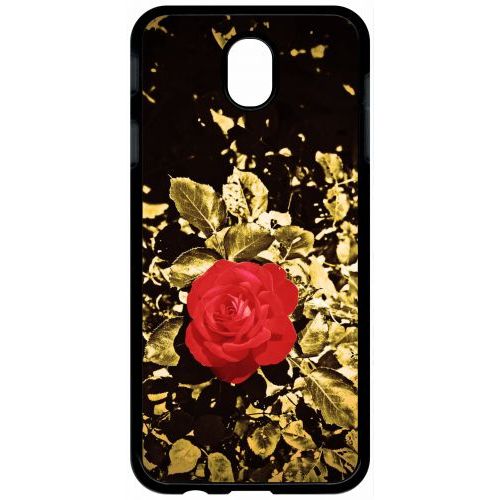 Coque Pour Tablette - Rose Et Feuille D'or - Compatible Avec Samsung Galaxy J7 (2017) - Plastique - Bord Noir