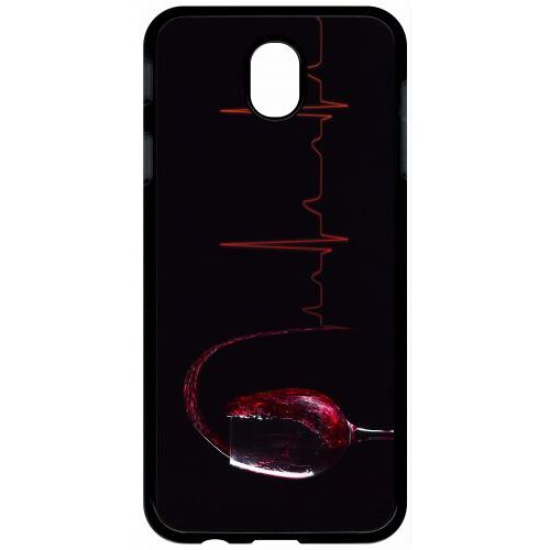 Coque Pour Tablette - Verre De Vin Électrocardiogramme 2 - Compatible Avec Samsung Galaxy J7 (2017) - Plastique - Bord Noir