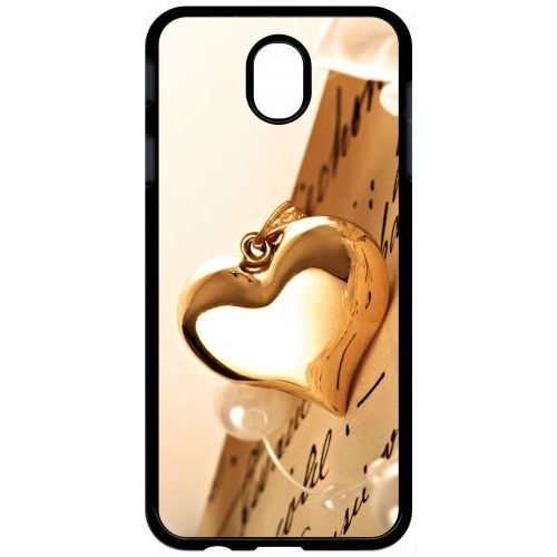 Coque Pour Tablette - Coeur D'or Sur Livre - Compatible Avec Samsung Galaxy J7 (2017) - Plastique - Bord Noir