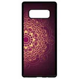 Coque Pour Smartphone - Oriental Fond Mauve Et Or - Compatible Avec Samsung Galaxy Note 8.0 - Plastique - Bord Noir