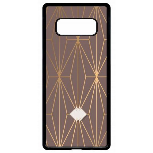Coque Pour Smartphone - Losange Geometrique Beige Et Or - Compatible Avec Samsung Galaxy Note 8.0 - Plastique - Bord Noir