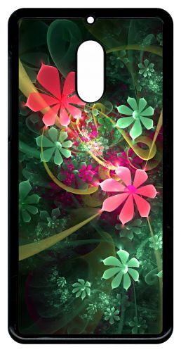 Coque pour smartphone - Abstrait fleur verte - compatible avec nokia 6 (2018) - Plastique - bord Noir