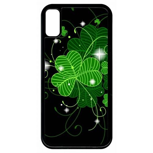 Coque Pour Smartphone - Trefle Porte Bonheur - Compatible Avec Apple Iphone 8 - Plastique - Bord Noir