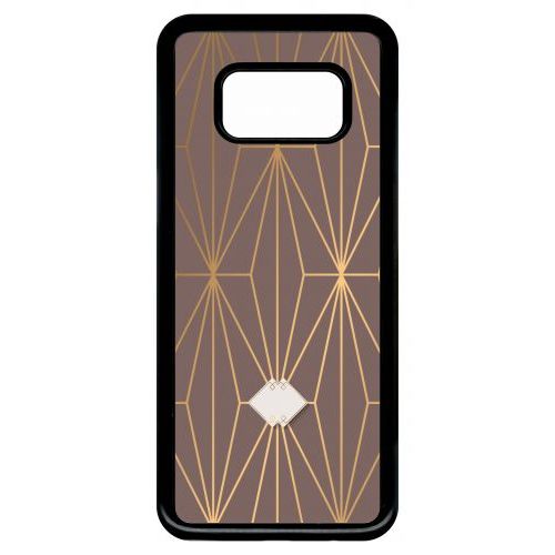 Coque Pour Smartphone - Losange Geometrique Beige Et Or - Compatible Avec Samsung Galaxy S8 - Plastique - Bord Noir