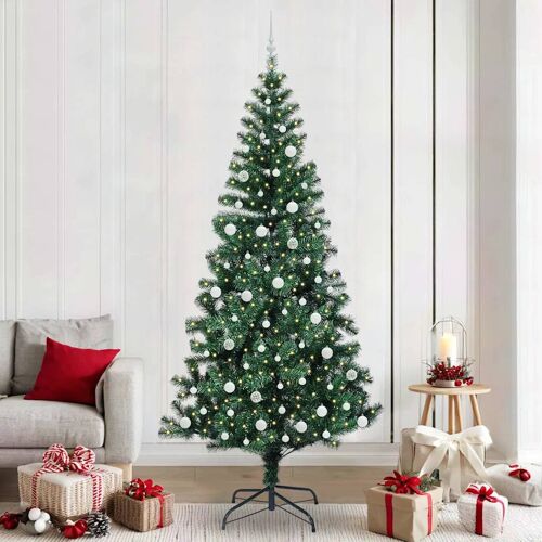 vidaXL Sapin de Noël artificiel pré-éclairé Vert 240cm PVC et métal