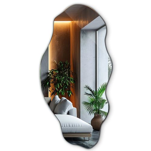 Tulup Miroir Irrégulier Ondulé Organique Asymétrique Mural 45 cm x 90 cm Vertical original Miroir de maquillage de maquilleur de rasage pour Entrée Séjour Bureau Salle de bain Couloir