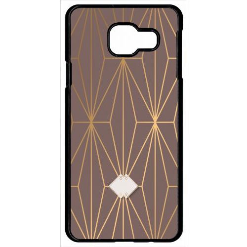 Coque Pour Smartphone - Losange Geometrique Beige Et Or - Compatible Avec Samsung Galaxy A9 (2016) - Plastique - Bord Noir
