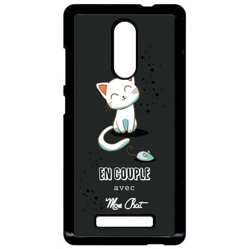 Coque Xiaomi Redmi Note 3 - En Couple Avec Mon Chat Fond Noir - Noir