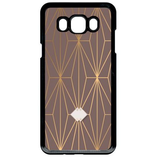 Coque Pour Smartphone - Losange Geometrique Beige Et Or - Compatible Avec Samsung Galaxy J7 (2016) - Plastique - Bord Noir