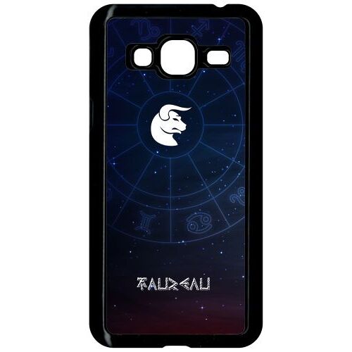 Coque Pour Smartphone - Signe Astrologique Taureau - Compatible Avec Samsung Galaxy J3 - Plastique - Bord Noir