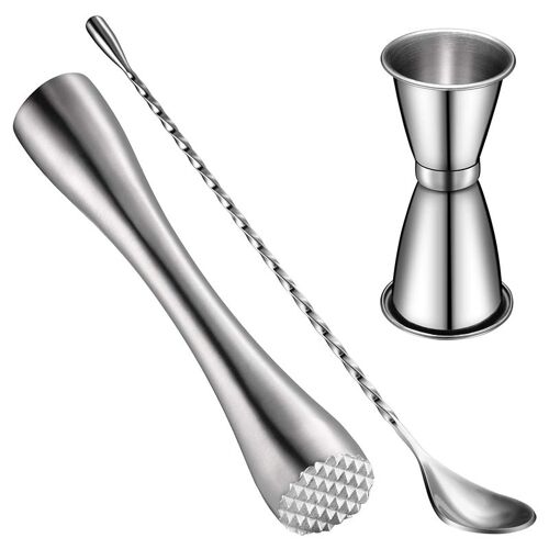 Promotion! Ensemble De Shakers ? Cocktail, Pilon ? Cocktail En Acier Inoxydable, Double Jigger ? Cocktail Et Motif En Spirale, Pack De 3