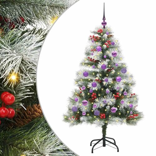 vidaXL Sapin de Noël artificiel Vert et blanc 150 cm