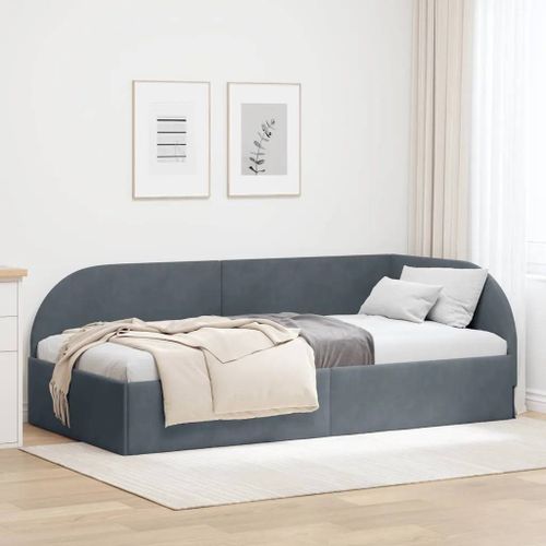 Vidaxl Cadre De Lit D'angle Gris Foncé 100 X 200 Cm Velours