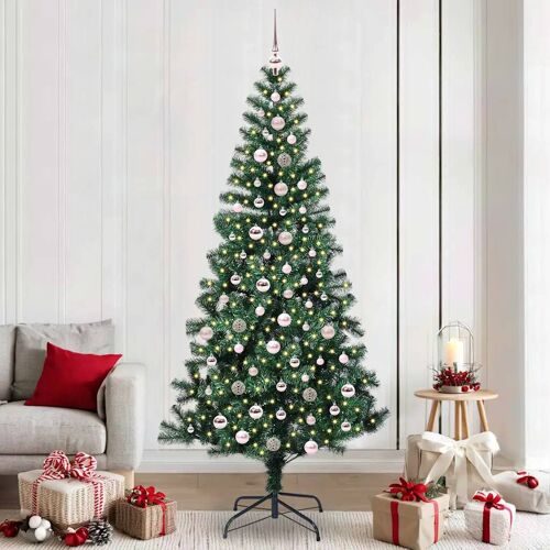 vidaXL Sapin de Noël artificiel pré-éclairé Vert 240cm PVC et métal