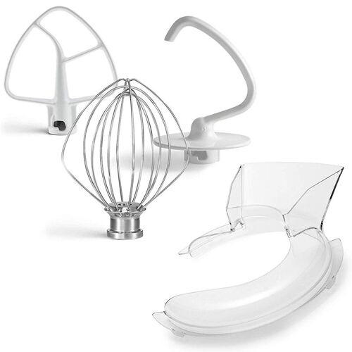 Bouclier verseur avec crochet à pâte K45DH, batteur à bord flexible K45B et fouet à fil K45WW, 4 pièces, KN1PS W10616906