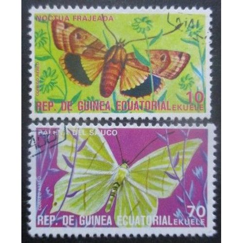 Guinee Equatoriale Poste Aérienne N°55a Et 55b Papillons Oblitérés