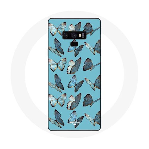 Coque Pour Samsung Galaxy Note 9 Papillons Fond Bleu