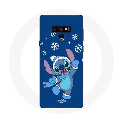 Coque Pour Samsung Galaxy Note 9 Stitch Neige Noël Bleu