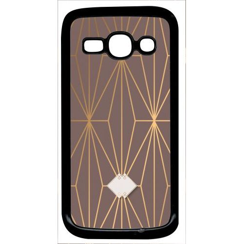 Coque Pour Smartphone - Losange Geometrique Beige Et Or - Compatible Avec Samsung Galaxy Ace 3 - Plastique - Bord Noir
