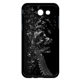 Coque Pour Smartphone - Squelette Verre Bris - Compatible Avec Samsung Galaxy J3 (2017) - Plastique - Bord Noir