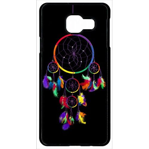 Coque Pour Smartphone - Attrape Rve Arc En Ciel Fond Noir - Compatible Avec Samsung Galaxy A9 (2016) - Plastique - Bord Noir