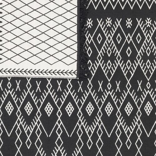 Pergamon Tapis De Passage Réversible Ethno Kilim Noir Blanc 80x250 Cm