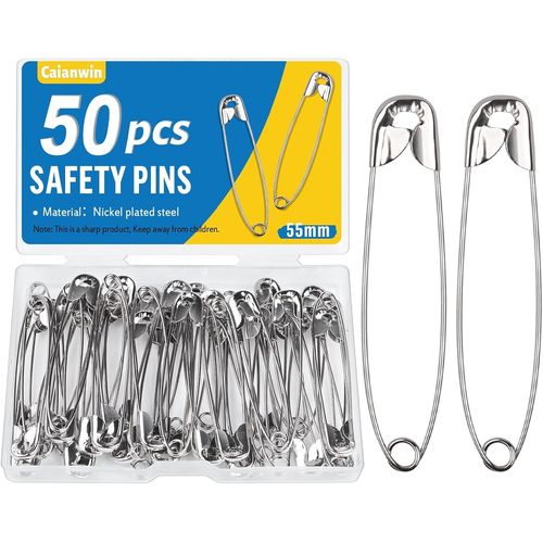 Tianyi-50 Epingles A Nourrice 55mm Grosse Petites Epingle De Surete - Pour Couture, Travaux Manuels, Couture Artisanale(Argenté)