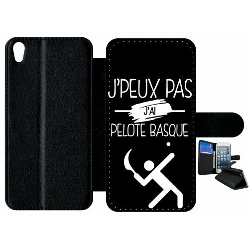 Etui À Rabat Xperia Xa - J Peux Pas J Ai Pelote Basque 2 - Simili-Cuir - Noir