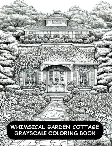 Whimsical Garden Cottage Grayscale Coloring Book: 50 Imaginative Designs Of Enchanted Gardens And Delightful Creatures For Relaxation & Stress Relief
